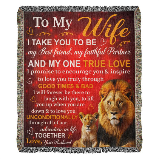 Beautiful To My Wife Heirloom Blanket/Lion